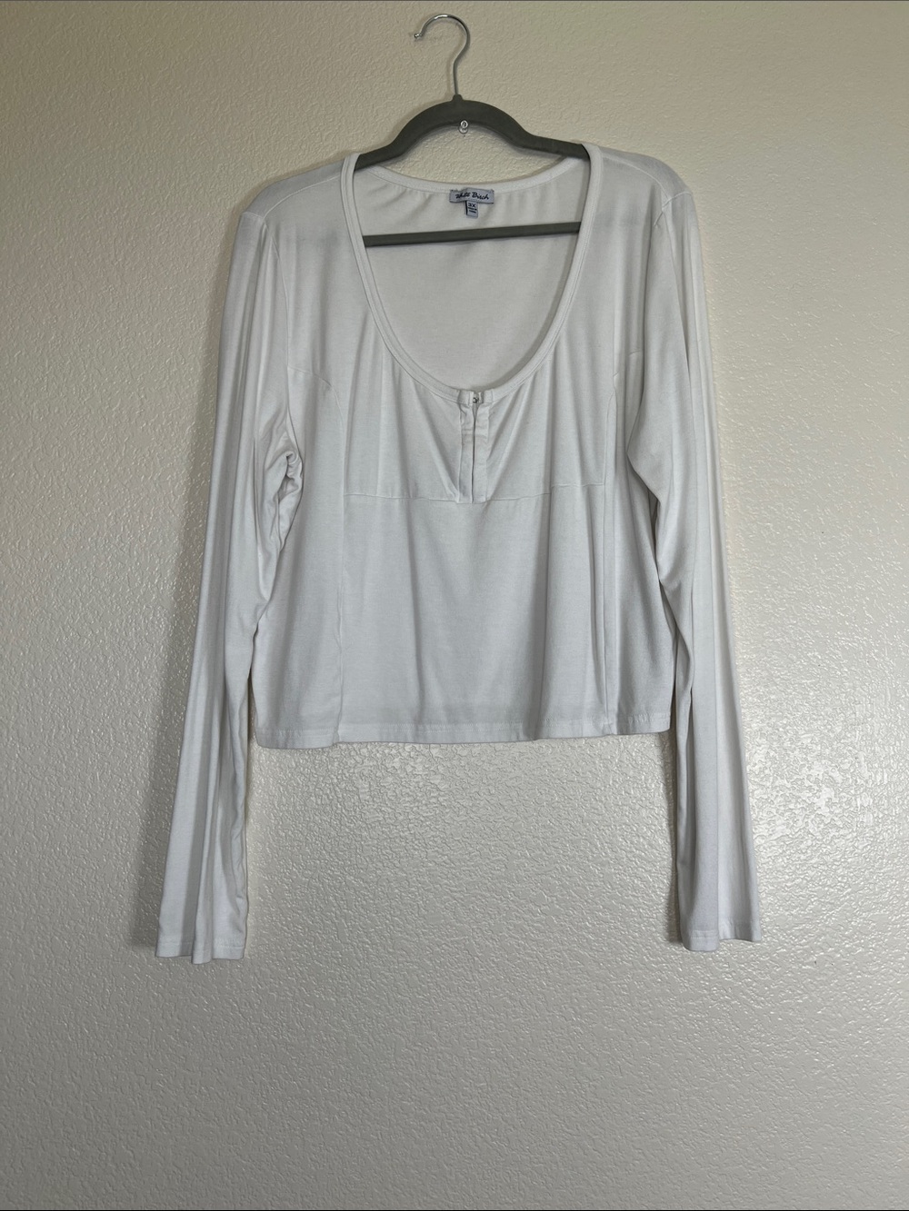 White long sleeve crop top, size 3X